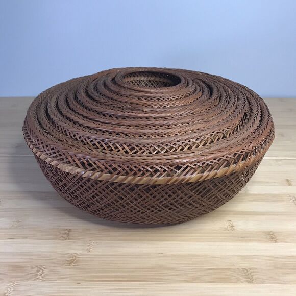 Set of 10 Nesting Wicker Basket Bowls Home Decor Boho Eclectic Country Farmhouse - Picture 2 of 7